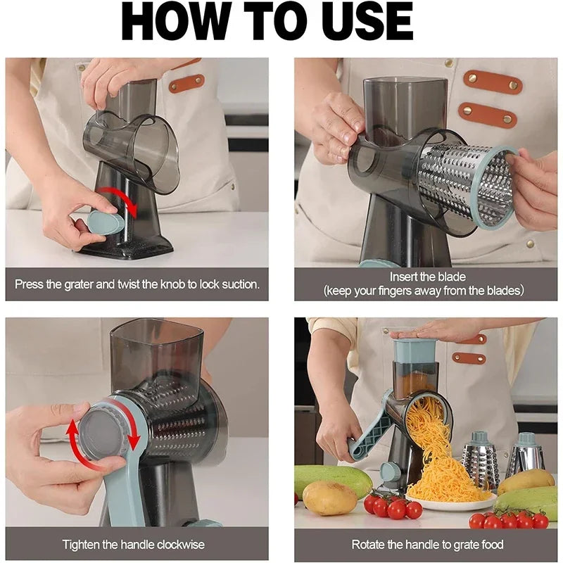 3-in-1 Rotary Slicer & Grater
