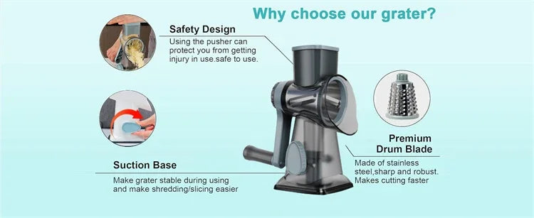 3-in-1 Rotary Slicer & Grater